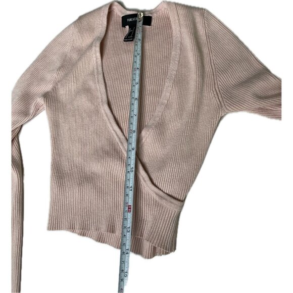 Forever 21 Women’s Knit Ribbed Cropped Crossover Top Blush S - Picture 6 of 8